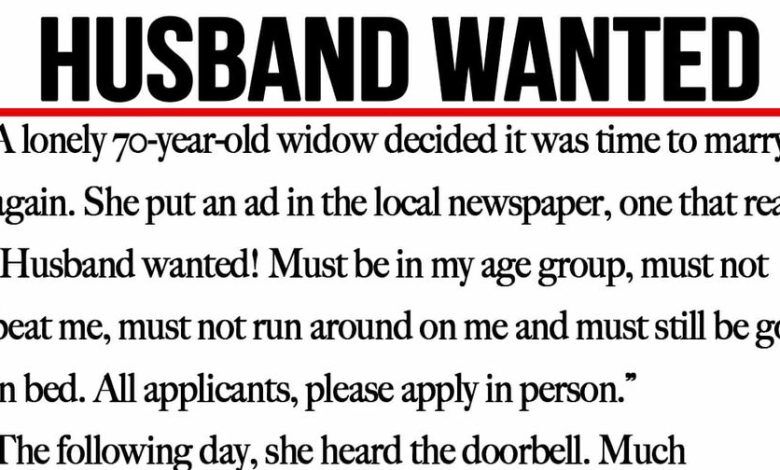70-Year-Old Widow Posts a Newspaper Ad for a Husband – What Happens Next Has Everyone Laughing