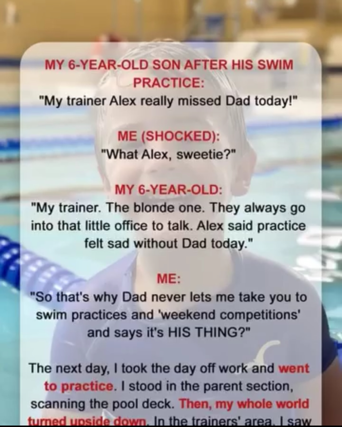 My Son Came Home from Swim Practice and Said, ‘My Trainer Really Misses Dad’ — Then Everything Made Sense