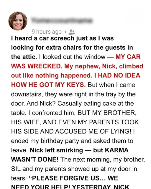 My Nephew Crashed My Car—Then Karma Stepped In