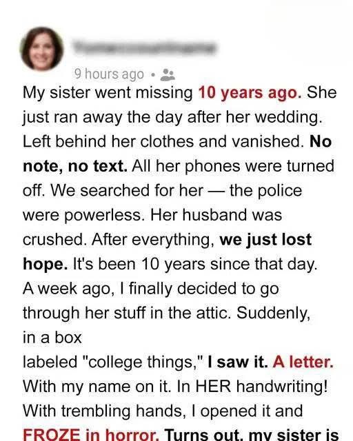 The Letter in the Attic: My Sister’s Wedding, Her Disappearance, and the Truth Ten Years Later