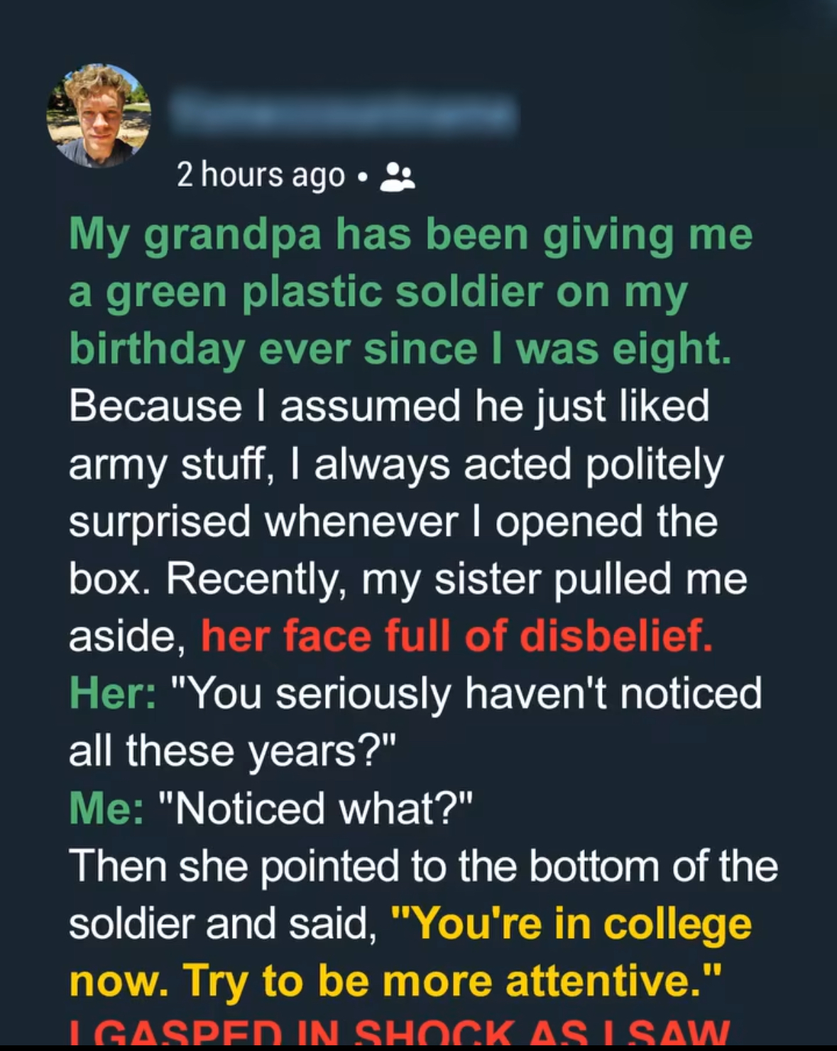 For Years, Grandpa Gave Me a Green Plastic Soldier — The Truth Behind It Left Me Stunned