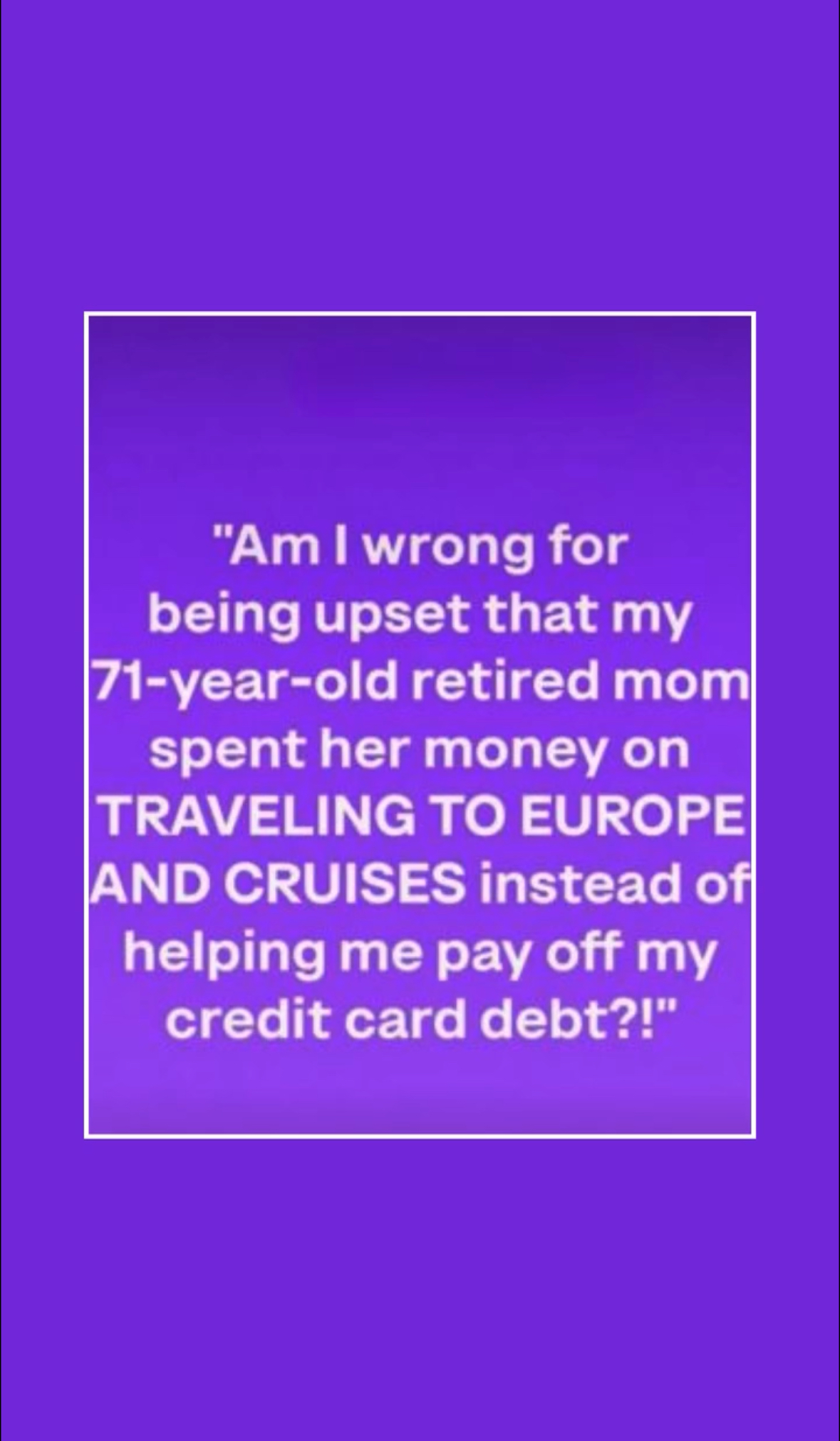 The Generational Divide: Should a Retired Parent’s Money Be Their Own, or a Lifeline for Their Child’s Debt?