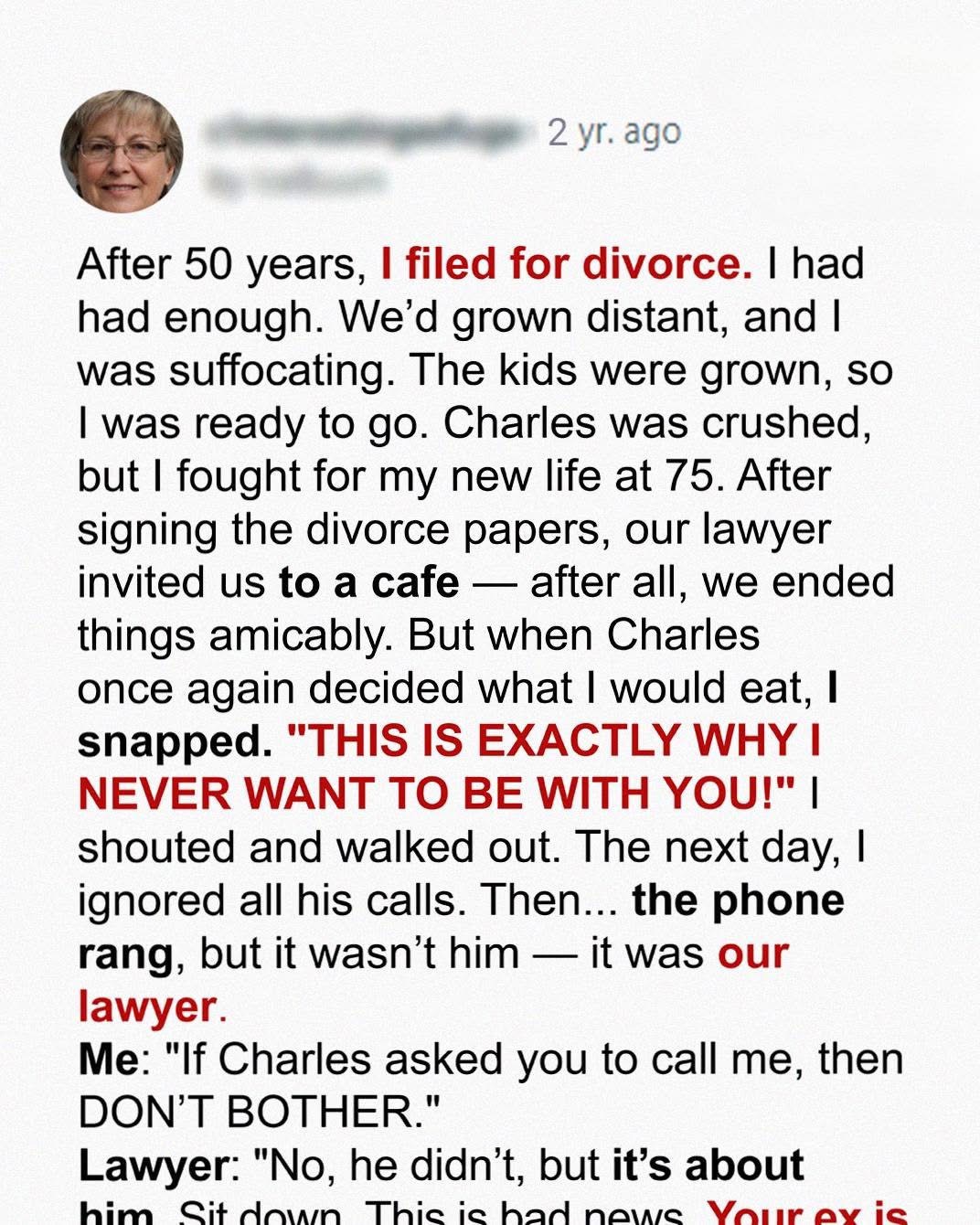 After 50 Years Together, She Made a Life-Changing Choice — and Learned a Painful Truth