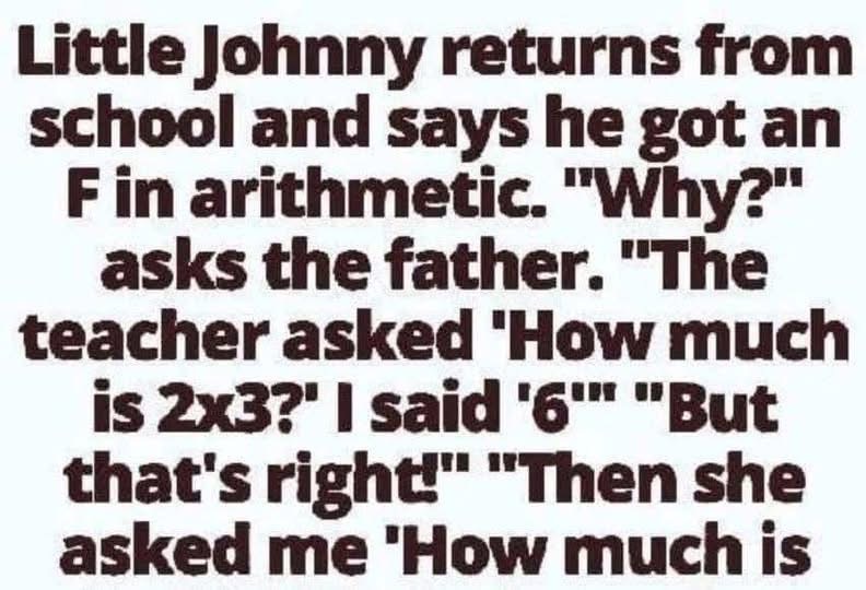 Little Johnny gets an F in math