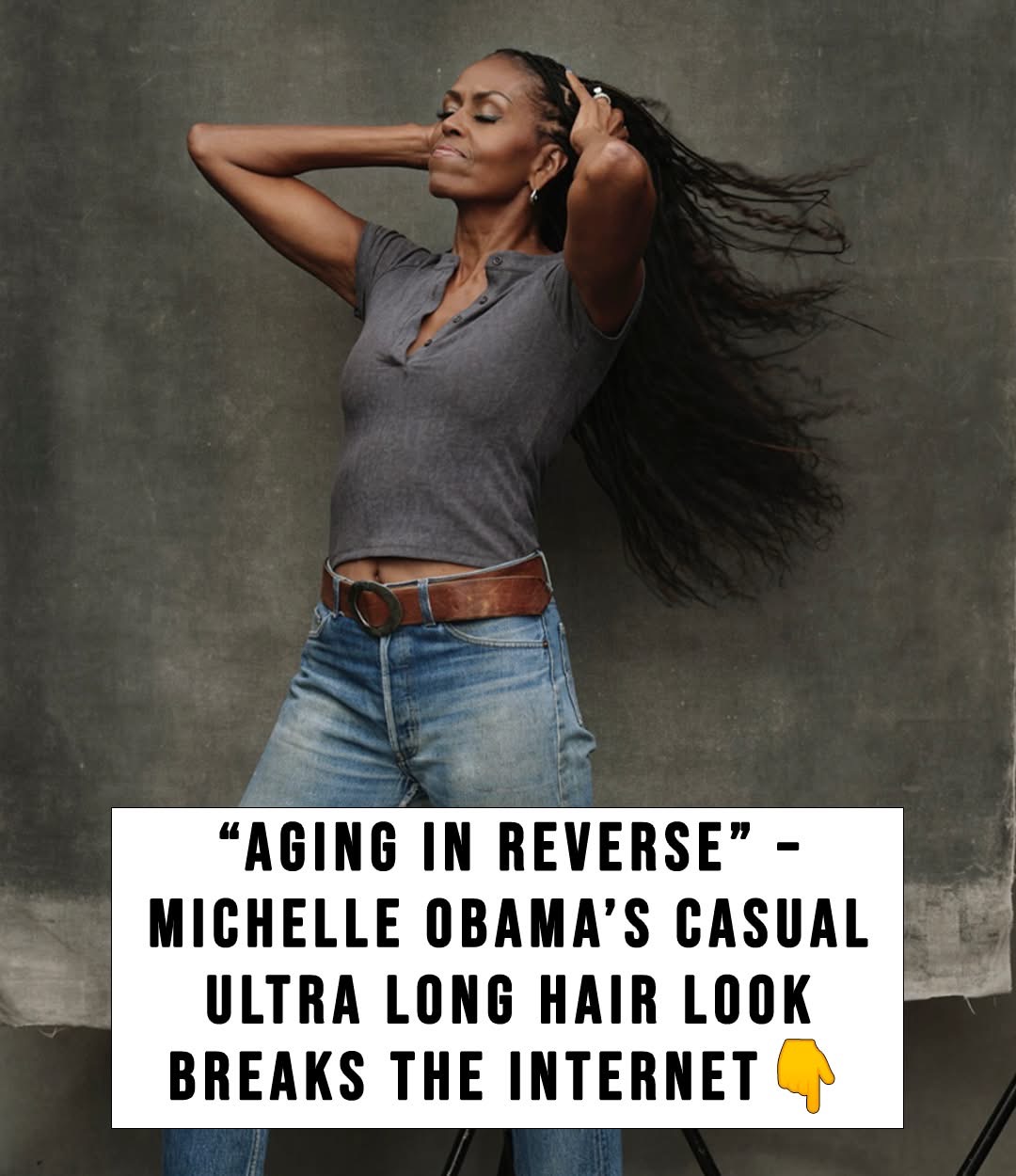 Michelle Obamaโs casual look with ultra-long hair shocks people