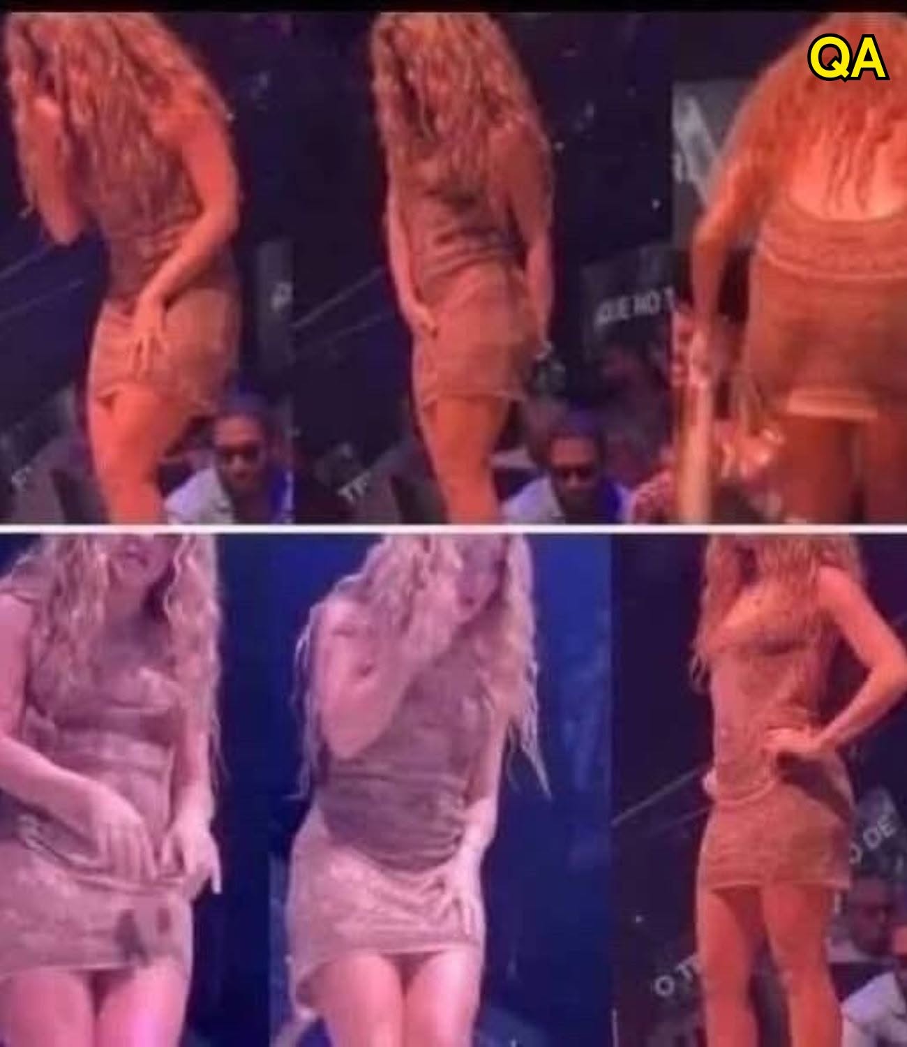 The moment Shakira leaves the stage after noticing that… See below