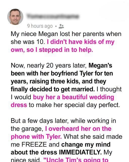I Promised to Pay for My Nieceโs Wedding Dress โ Then One Phone Call Changed My Decision