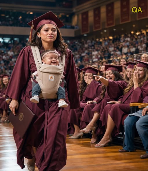 Everyone Mocked the Young Mom for Bringing Her Baby to Graduation—Then the Principal Revealed the Truth and the Entire Auditorium Stood in Tears
