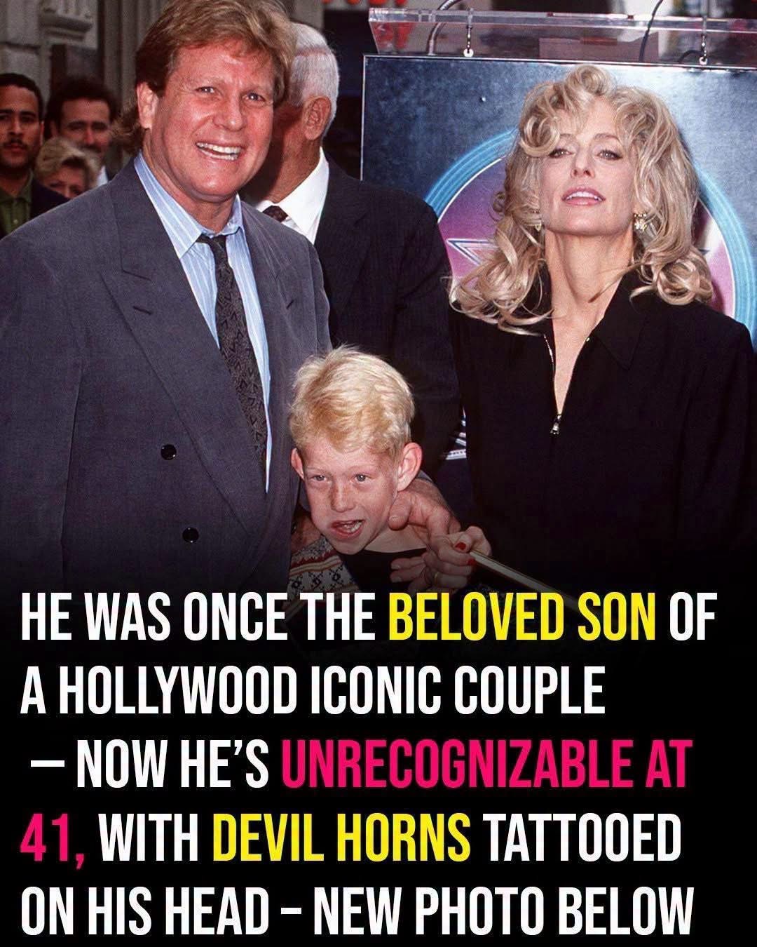 Farrah Fawcettโs son is unrecognizable at 41, with devil horns inked into his scalp
